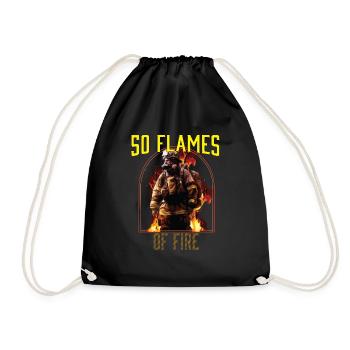 50 Flames Of Fire Fireman Firefighting Firefighter - Turnbeutel - Schwarz - Vorne