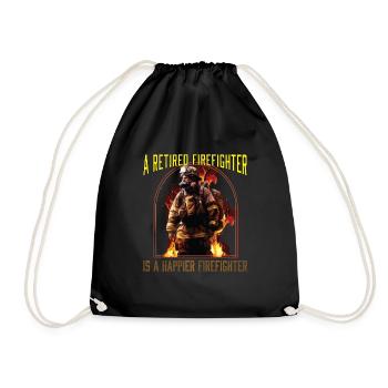A Retired Firefighter Is A Happier Firefighter - Drawstring Bag - black - Front