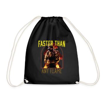 Faster Than Any Flame Fireman Firefighter - Drawstring Bag - black - Front