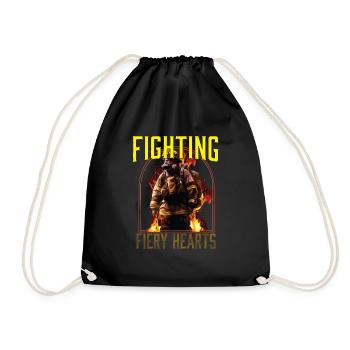 Fighting Fiery Hearts Fire Rescue Firefighting - Drawstring Bag - black - Front