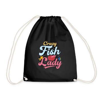 Crazy Fish Lady Fish Keeping Aquarium Owner - Drawstring Bag - black - Front