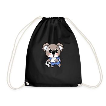 Cute Kawaii Koala with Handball and Football Design - Drawstring Bag - black - Front