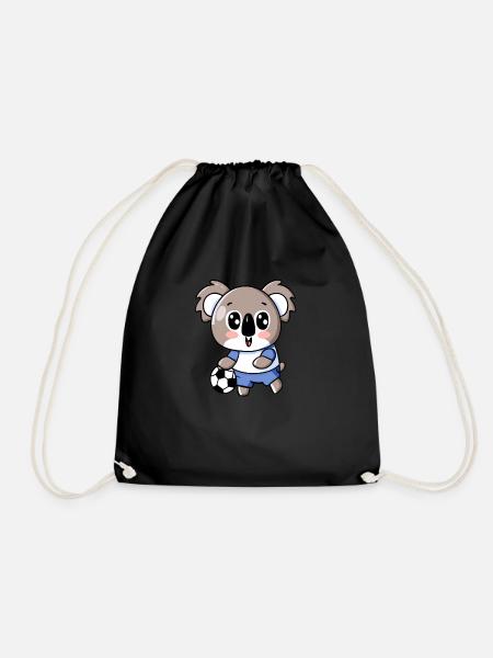 Süßer Kawaii Koala mit Handball und Fußball Design - Turnbeutel - Schwarz