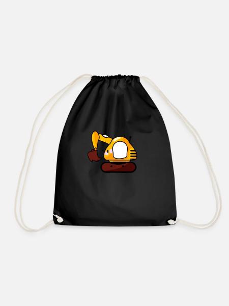 Cute excavator for excavator driver men and boys - Drawstring Bag - black