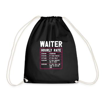 Waitress Bartender Waiter Server - Drawstring Bag - black - Front