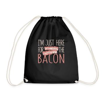 I'm only here for the bacon Funny meat - Drawstring Bag - black - Front