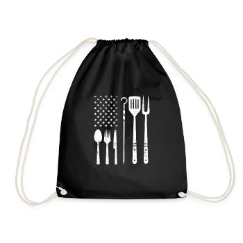 Patriotische US-Flagge BBQ-Ausrüstung Barbecue - Turnbeutel - Schwarz - Vorne