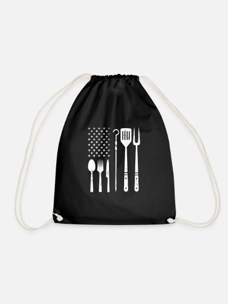 Patriotische US-Flagge BBQ-Ausrüstung Barbecue - Turnbeutel - Schwarz