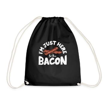Ich bin nur wegen des Specks hier Lustige Fleisch - Turnbeutel - Schwarz - Vorne