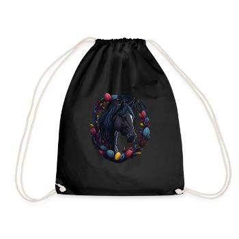 Reiten mit süßes Pferd an Ostern & Frühling Pferd - Turnbeutel - Schwarz - Vorne