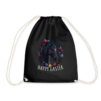 Reiten mit süßes Pferd Happy Easter Pferd - Turnbeutel - Schwarz - Vorne