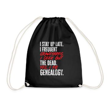 Genealogie Ahnenforschung Ahnenforscher - Turnbeutel - Schwarz - Vorne