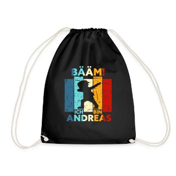 Andreas Geschenk Name Vorname Geburtstag - Turnbeutel - Schwarz - Vorne