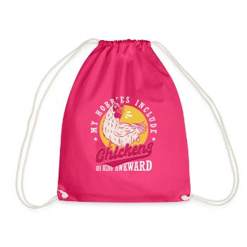 Hen House | My Hobbies Include Chickens - Drawstring Bag - fuchsia - Front