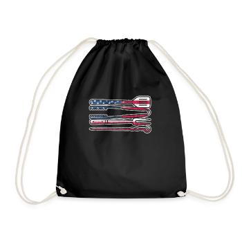 Amerikanische Flagge Grillen USA Patriotisch BBQ - Turnbeutel - Schwarz - Vorne