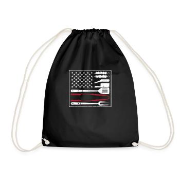 Amerikanische Flagge Grillen USA Patriotisch BBQ - Turnbeutel - Schwarz - Vorne