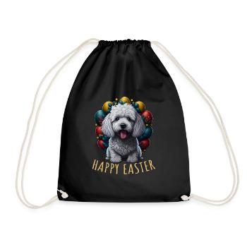 Beautiful Poodle Dog Easter Spring Happy Easter - Drawstring Bag - black - Front