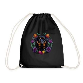 Beau chien Rottweiler Pâques Printemps Rottweiler - Sac de sport léger - noir - Devant