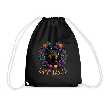 Beau chien Rottweiler Pâques Printemps Happy - Sac de sport léger - noir - Devant