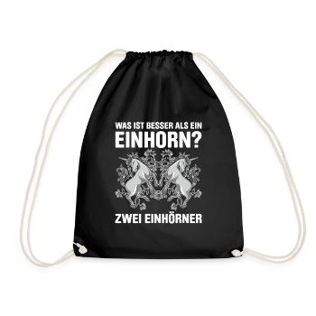 Was ist besser als ein Einhorn? Zwei Einhörner - Turnbeutel - Schwarz - Vorne