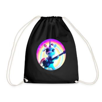 Une drôle de licorne avec guitare électrique et arc-en-ciel - Sac de sport léger - noir - Devant