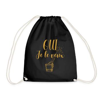Yes, I do. Bride. bachelorette party - Drawstring Bag - black - Front