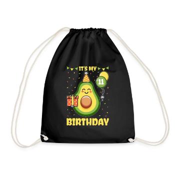 Avocado lover 11th birthday guacamole - Drawstring Bag - black - Front