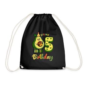 Avocado Lover 5th Birthday Guacamole Avocados - Drawstring Bag - black - Front