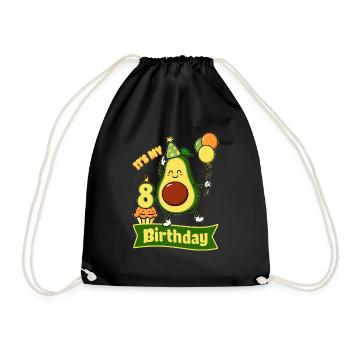 Avocado Lover 8th Birthday Guacamole Avocados - Drawstring Bag - black - Front