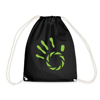 Handy Photographer - hand with aperture - Drawstring Bag - black - Front