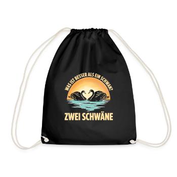 Was ist besser als ein Schwan? Zwei Schwäne - Turnbeutel - Schwarz - Vorne