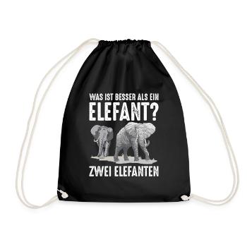 Was ist besser als ein Elefant? Zwei Elefanten - Turnbeutel - Schwarz - Vorne