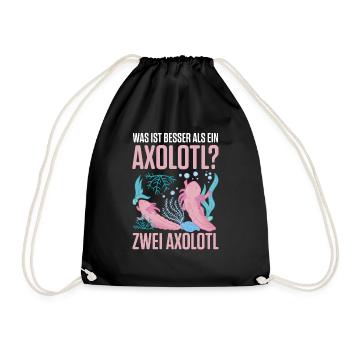 Was ist besser als ein Axolotl? Zwei Axolotl - Turnbeutel - Schwarz - Vorne
