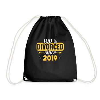 100 % Divorced since 2019 Scheidungs - Turnbeutel - Schwarz - Vorne