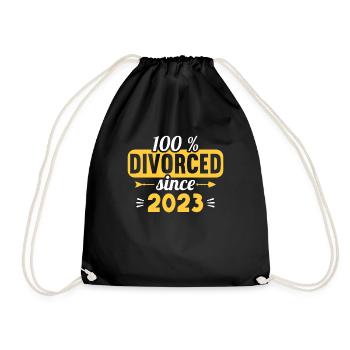 100% divorced since 2023 divorce - Drawstring Bag - black - Front