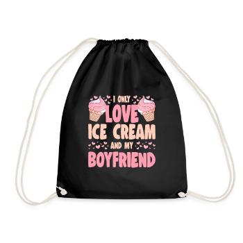 I Only Love Ice Cream And My Boyfriend Gelato Gift - Turnbeutel - Schwarz - Vorne