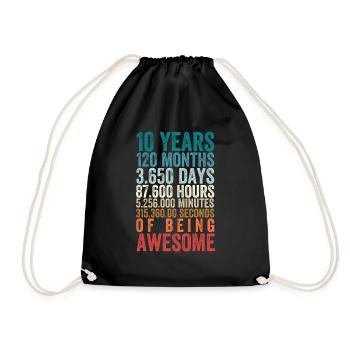 10 Years 120 Months of Being Awesome - Drawstring Bag - black - Front