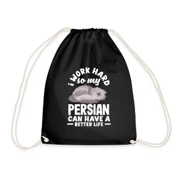 I work hard so my Persian can have a better life - Turnbeutel - Schwarz - Vorne