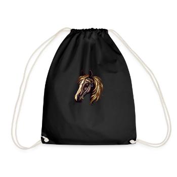 Horse Horse Head Elegant Watercolors Paints - Drawstring Bag - black - Front