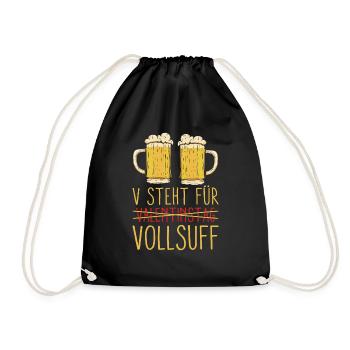 V Steht Für Valentinstag Vollsuff - Turnbeutel - Schwarz - Vorne