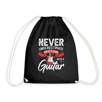 Never Underestimate An Old Man With A Guitar - Drawstring Bag - black - Front