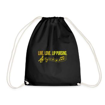 Live Love Lip Pursing Harmonica Player Gift - Drawstring Bag - black - Front