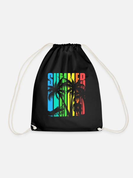 SUMMER Theme colourful Beach - Turnbeutel - Schwarz