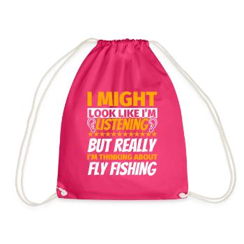 Fly fishing fun gift - Drawstring Bag - fuchsia - Front