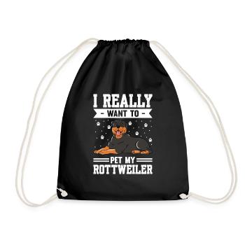 Je veux vraiment caresser mon Rottweiler - Sac de sport léger - noir - Devant