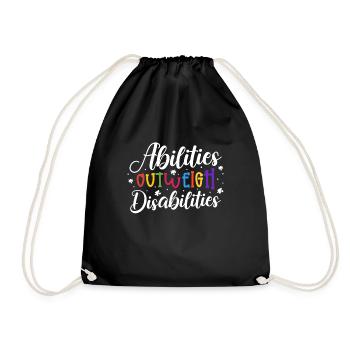 Autism awareness - abilities predominate - Drawstring Bag - black - Front