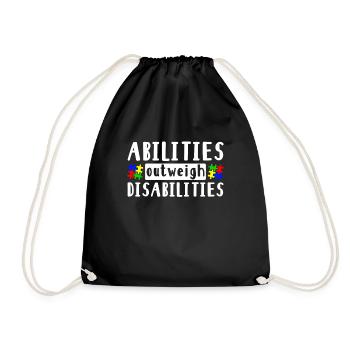 Autism awareness - abilities predominate - Drawstring Bag - black - Front