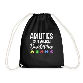 Autism awareness - abilities predominate - Drawstring Bag - black - Front