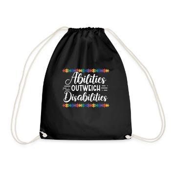 Autism awareness - abilities predominate - Drawstring Bag - black - Front