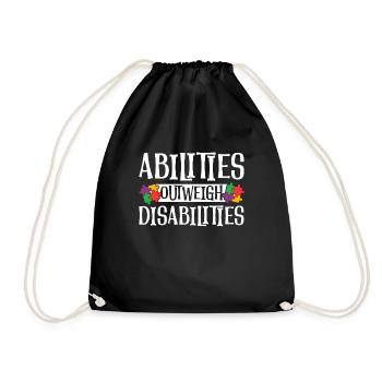 Autism awareness - abilities predominate - Drawstring Bag - black - Front